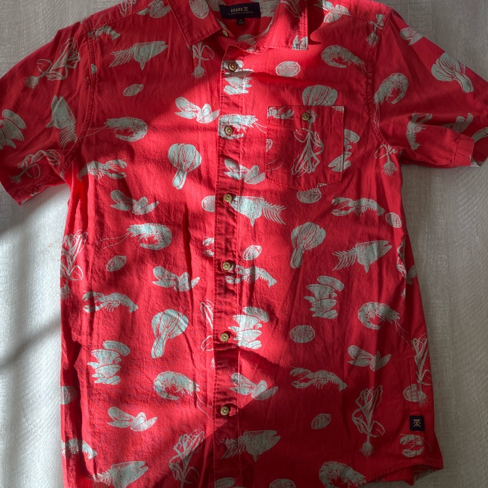 Roark Red and White Casual Button Down Shirt